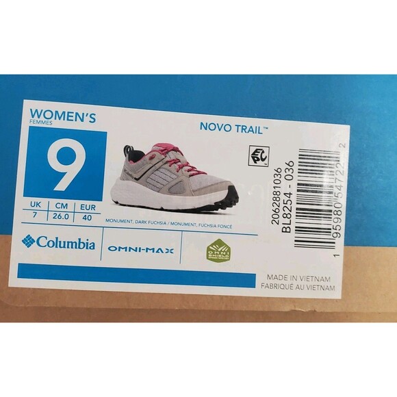 Columbia Women's 9 Novo Trail BL8254-036 Running Hiking Variable Terrain Shoe - Picture 13 of 16